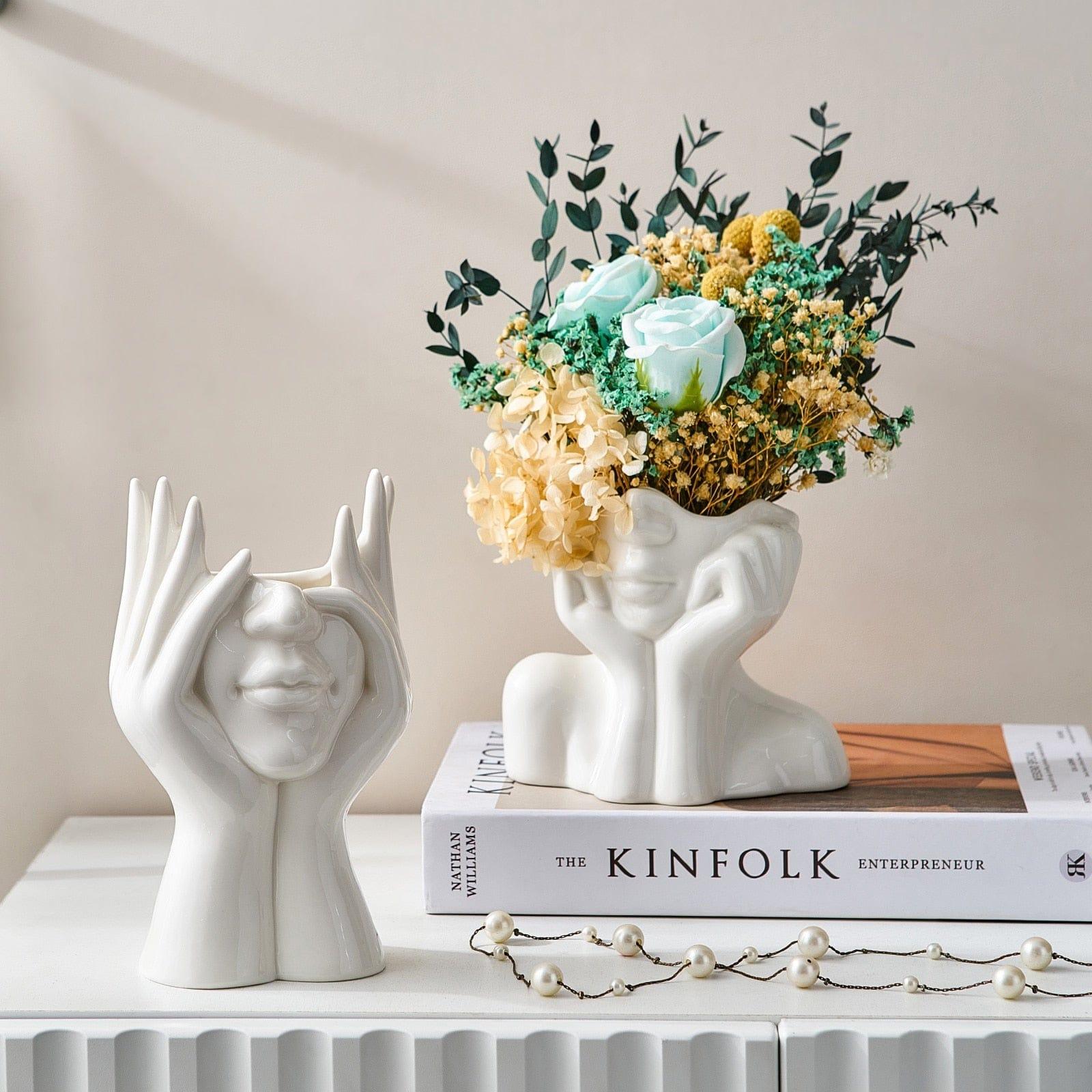 Shop 0 Decoration desk accessories human face statue ceramic vase figurines for interior Figurine room decor statues and sculptures Mademoiselle Home Decor