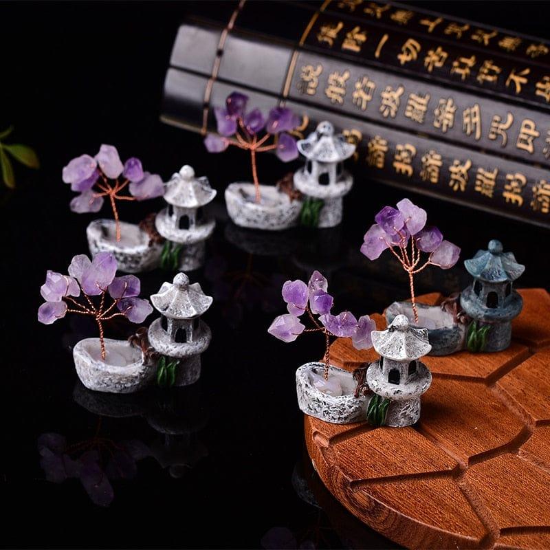 Shop 0 1PC Natural Amethyst Tree Crystal Quartz Mineral Ornaments Tree of Life Home Decoration Lucky tree Healing Pavilion Decorate Mademoiselle Home Decor