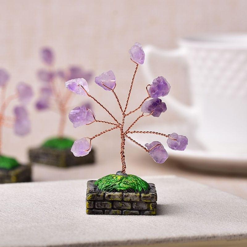 Shop 0 28x28x65mm 1PC Natural Amethyst Tree Crystal Quartz Mineral Ornaments Tree of Life Home Decoration Lucky tree Healing Pavilion Decorate Mademoiselle Home Decor