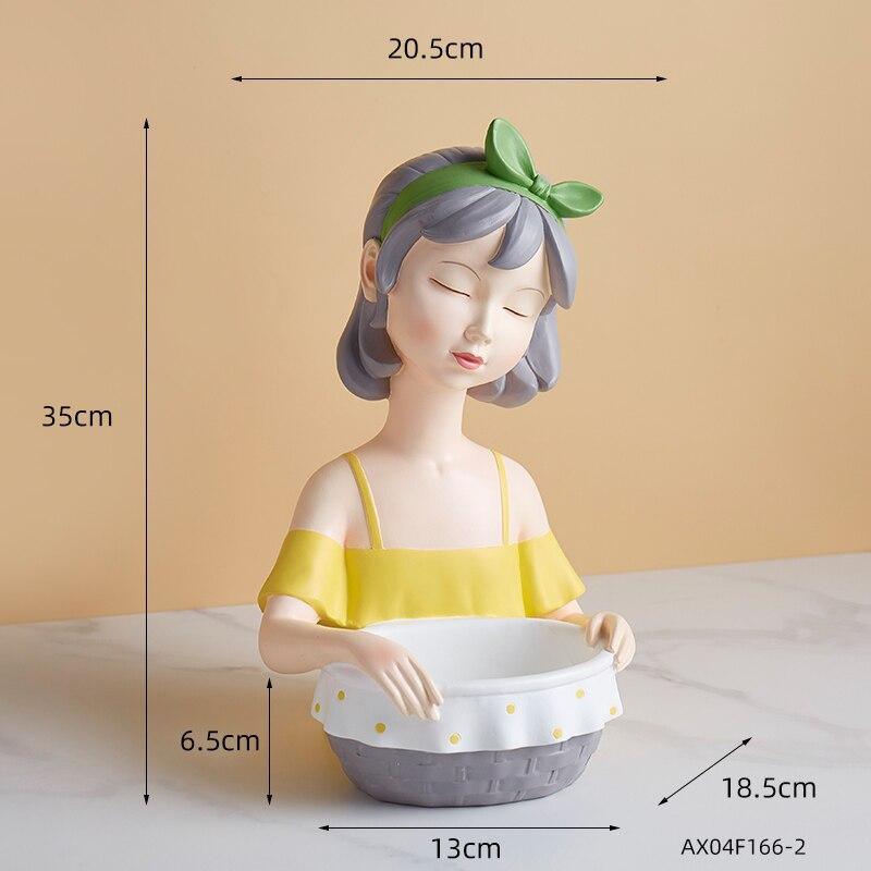 Shop 200044142 Girl with basket - Yellow Chichi Sculpture Mademoiselle Home Decor