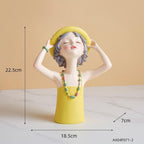 Shop 200044142 Girl with hat - yellow Chichi Sculpture Mademoiselle Home Decor