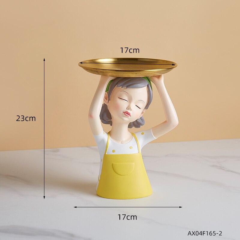 Shop 200044142 Girl with tray - Yellow Chichi Sculpture Mademoiselle Home Decor