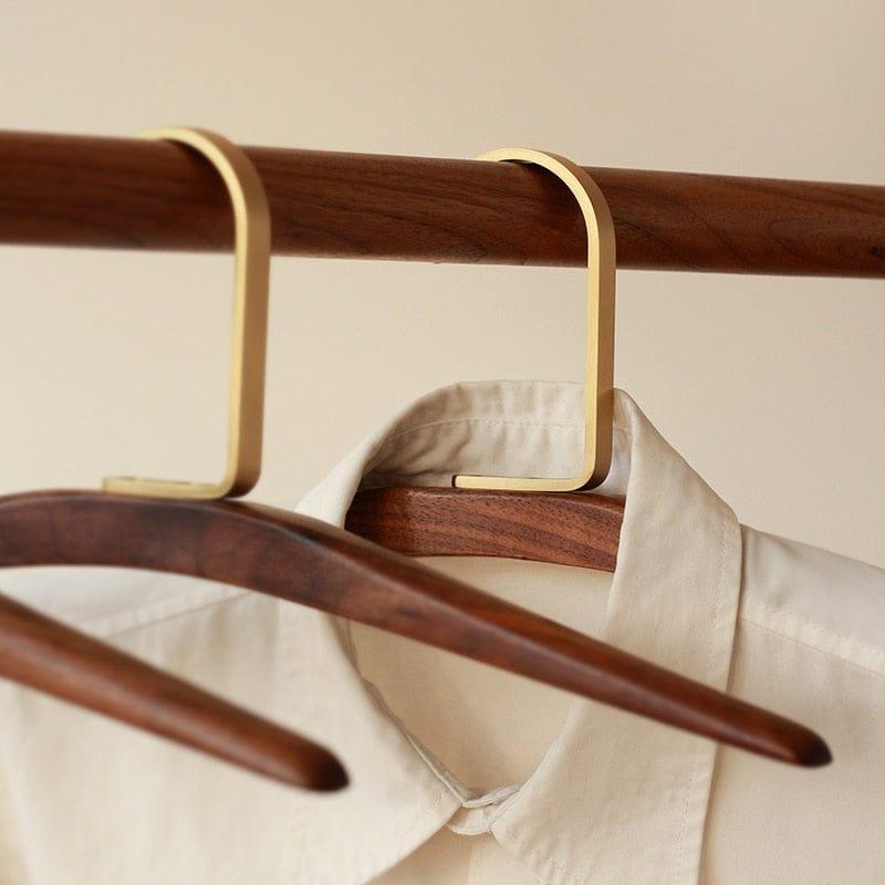 Shop 0 1PC High-grade Hanger Hook Black Walnut Solid Wood Brass Clothes Support Light Luxury Home Bedroom Seamless Non-slip Adult Mademoiselle Home Decor