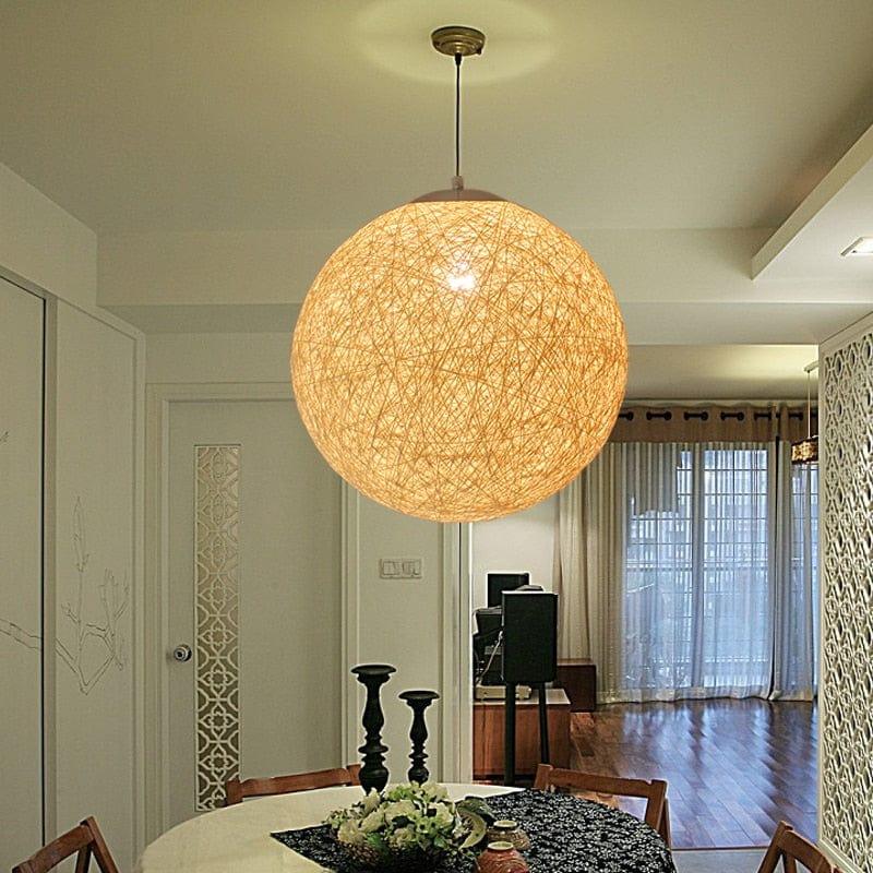 Shop 0 Rattan hemp ball restaurant modern minimalist casual mood chandelier clothing store bar bedroom lamp hemp rope chandelier Mademoiselle Home Decor