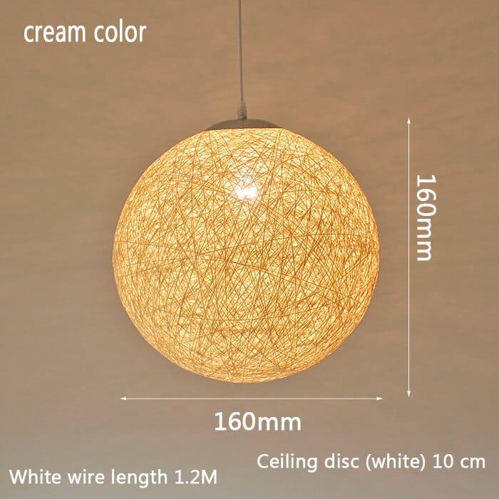 Shop 0 Beige 16cm Rattan hemp ball restaurant modern minimalist casual mood chandelier clothing store bar bedroom lamp hemp rope chandelier Mademoiselle Home Decor