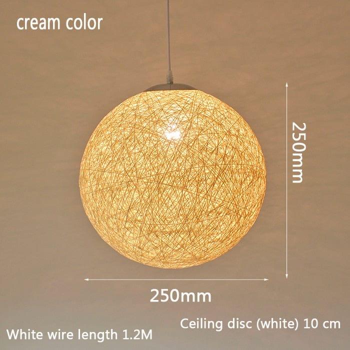 Shop 0 Beige 25cm Rattan hemp ball restaurant modern minimalist casual mood chandelier clothing store bar bedroom lamp hemp rope chandelier Mademoiselle Home Decor