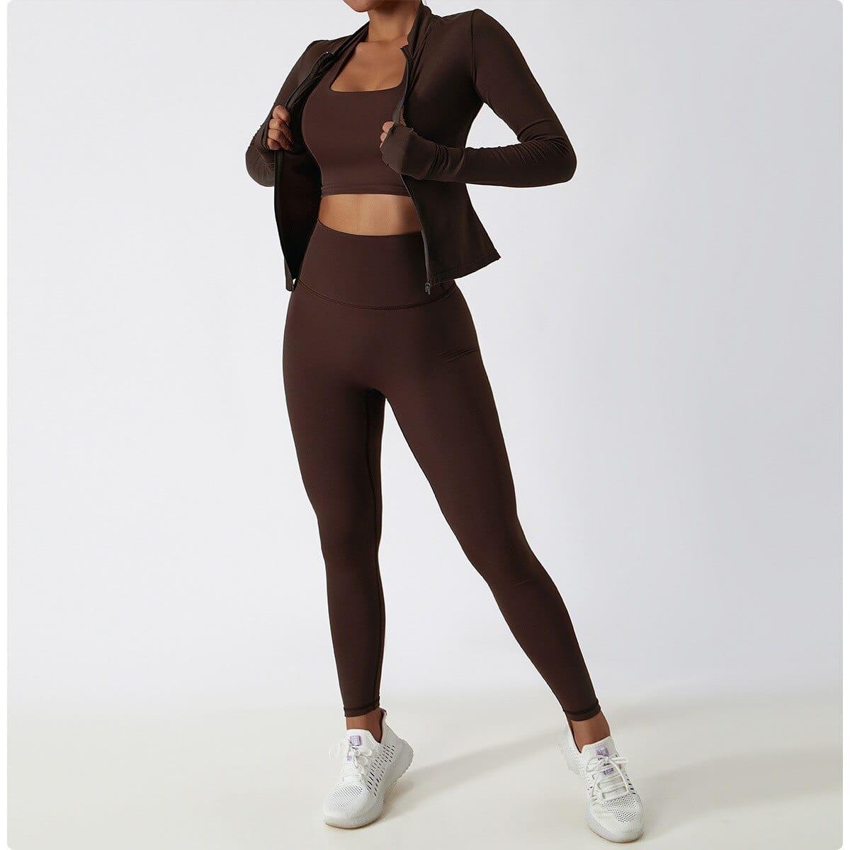 Shop 0 2 Piece Yoga Suits Yoga Clothes Women High Waist Leggings Zipper Long Sleeves Gym Workout Fitness Clothes Set Running Sportswear Mademoiselle Home Decor