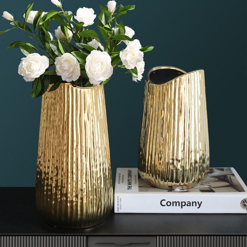 Shop 0 Golden Ceramic Vase Home Decor Flower Arrangement Vase Living Room Decor Modern Wedding Decoration Ceramic Vases Gifts Mademoiselle Home Decor