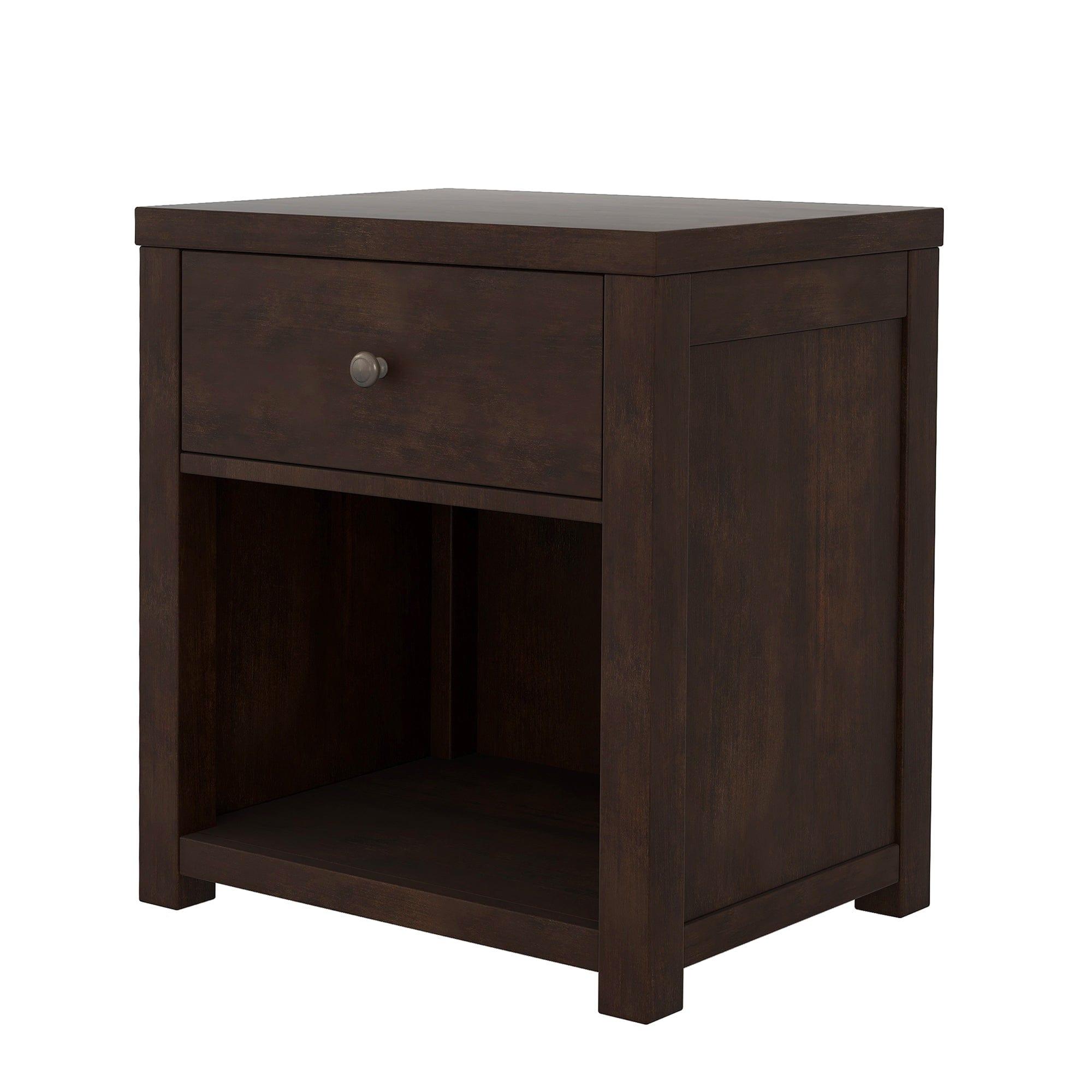 Shop Vintage Aesthetic 1 Drawer Solid Wood Nightstand Sofa End Table in Rich Brown (Nightstand of Freely Configurable Bedroom Sets) Mademoiselle Home Decor