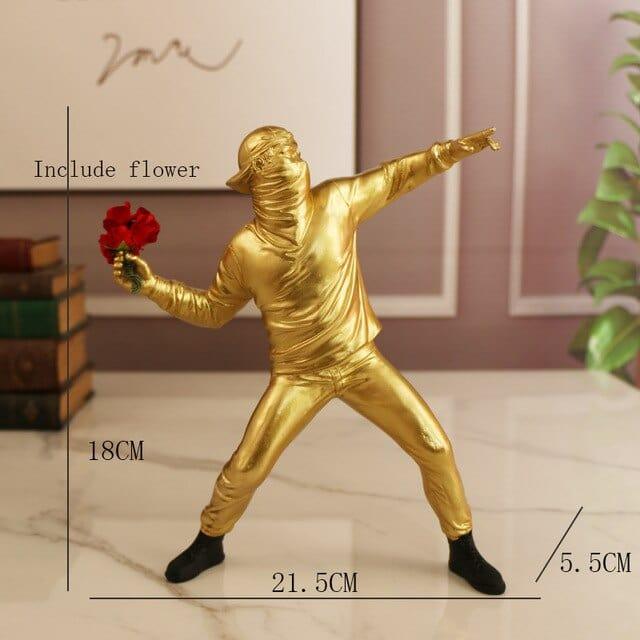 Shop 0 Banksy- Gold Resin Banksy Statues Sculptures Flower Thrower Statue Bomber Home Decoration Accessories Modern Ornaments Figurine Collectible Mademoiselle Home Decor