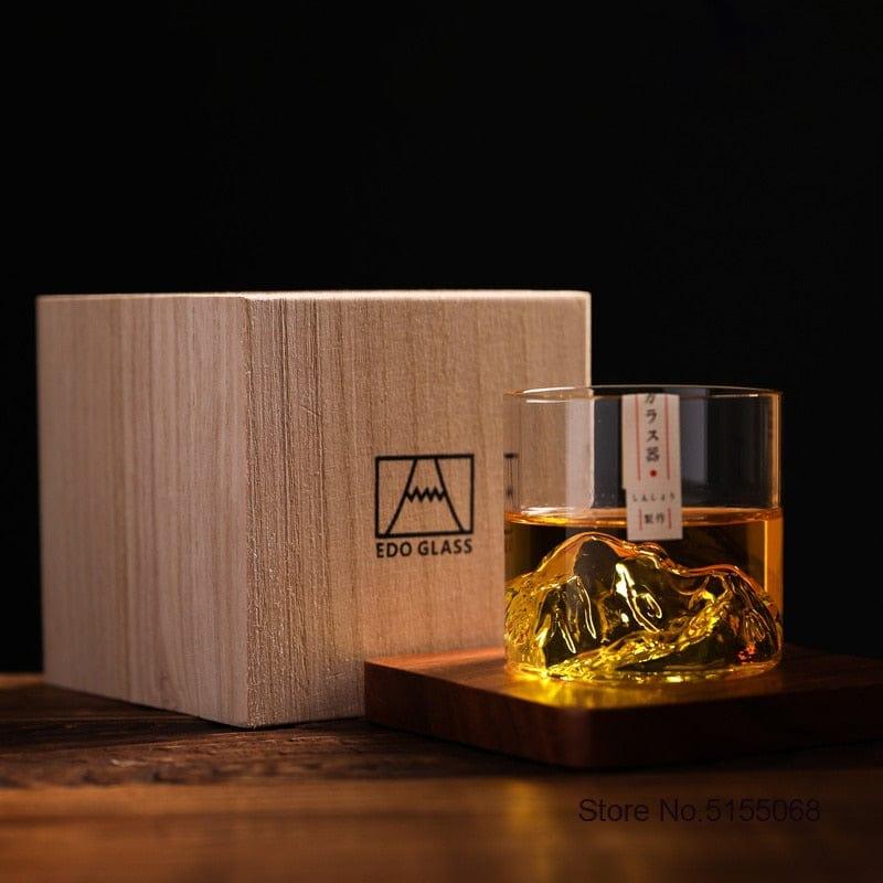 Shop 0 Japan 3D Mountain Whiskey Glass Glacier Old Fashioned Whisky Rock Glasses Whiskey-glass Wooden Gift Box Vodka Cup Wine Tumbler Mademoiselle Home Decor