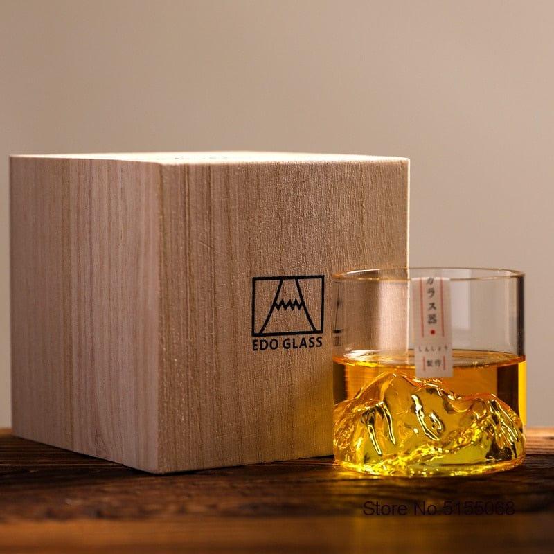Shop 0 Japan 3D Mountain Whiskey Glass Glacier Old Fashioned Whisky Rock Glasses Whiskey-glass Wooden Gift Box Vodka Cup Wine Tumbler Mademoiselle Home Decor