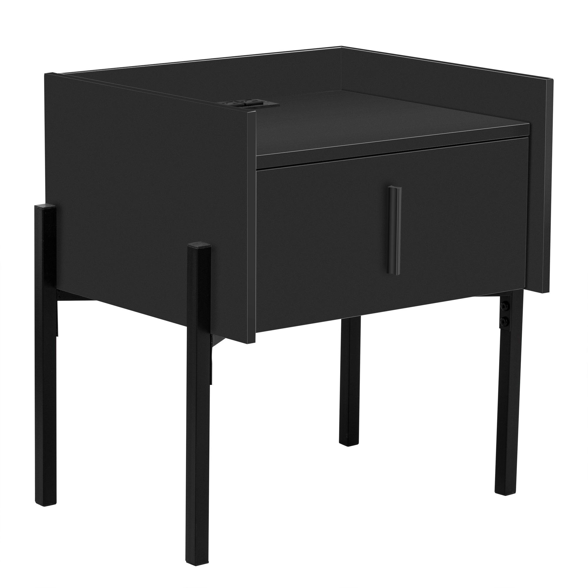 Shop Nightstand with Drawer ,Storage Bedside Table with USB Charging Ports- Black Mademoiselle Home Decor