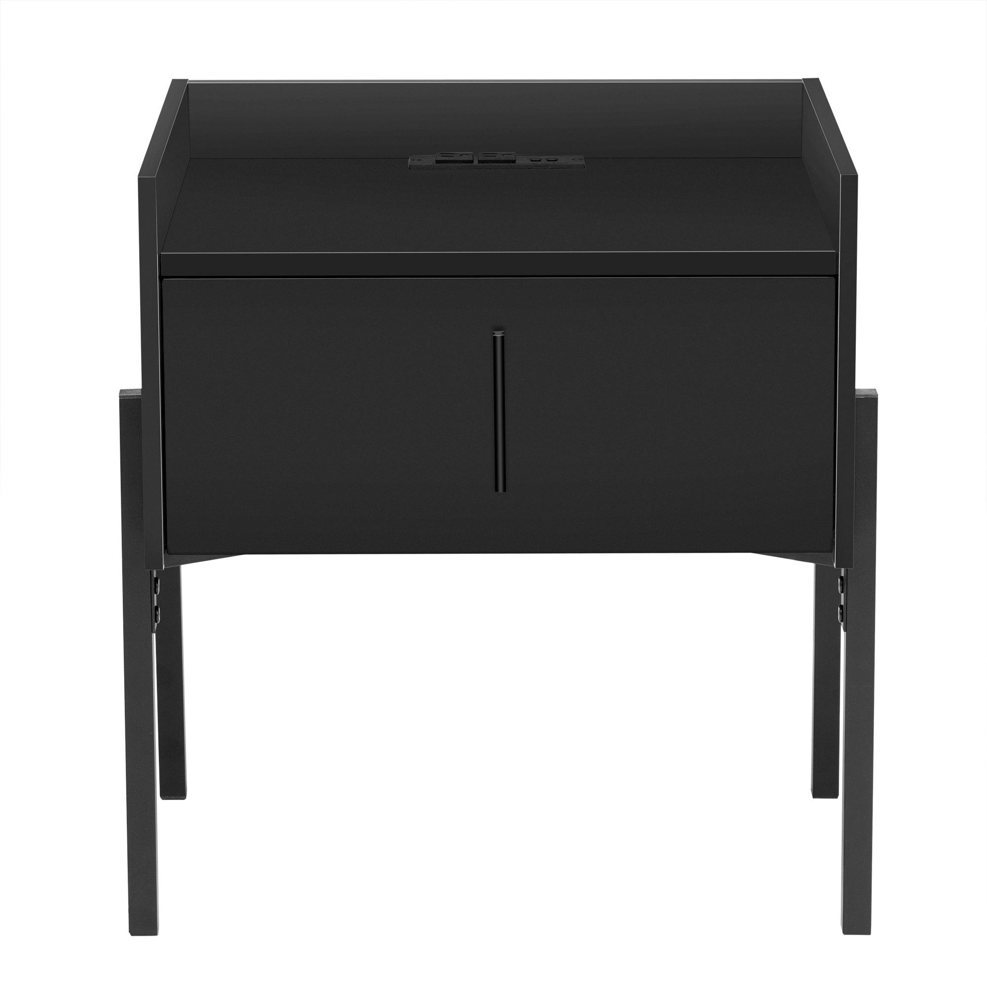 Shop Nightstand with Drawer ,Storage Bedside Table with USB Charging Ports- Black Mademoiselle Home Decor