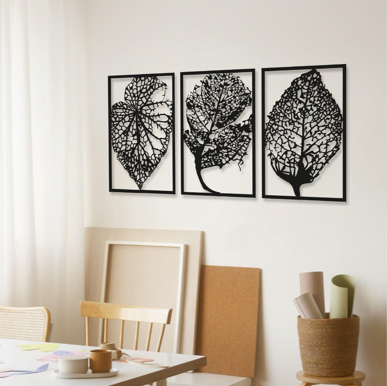 Shop 0 Wooden Wall Table Quality Black Color 3 Pieces Dried Leaf Luxury Home Living Room Bedroom Design New 3D Gift Mademoiselle Home Decor