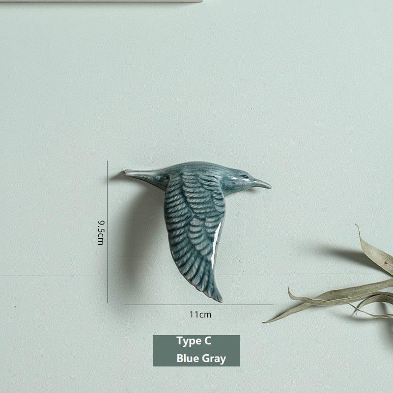 Shop 0 Type C-Blue Gray / China 3D Ceramic Birds Shape Wall Hanging Decorations Simple Home Decorations Accessories Decoracao Para Casa Wall Crafts Ornaments Mademoiselle Home Decor