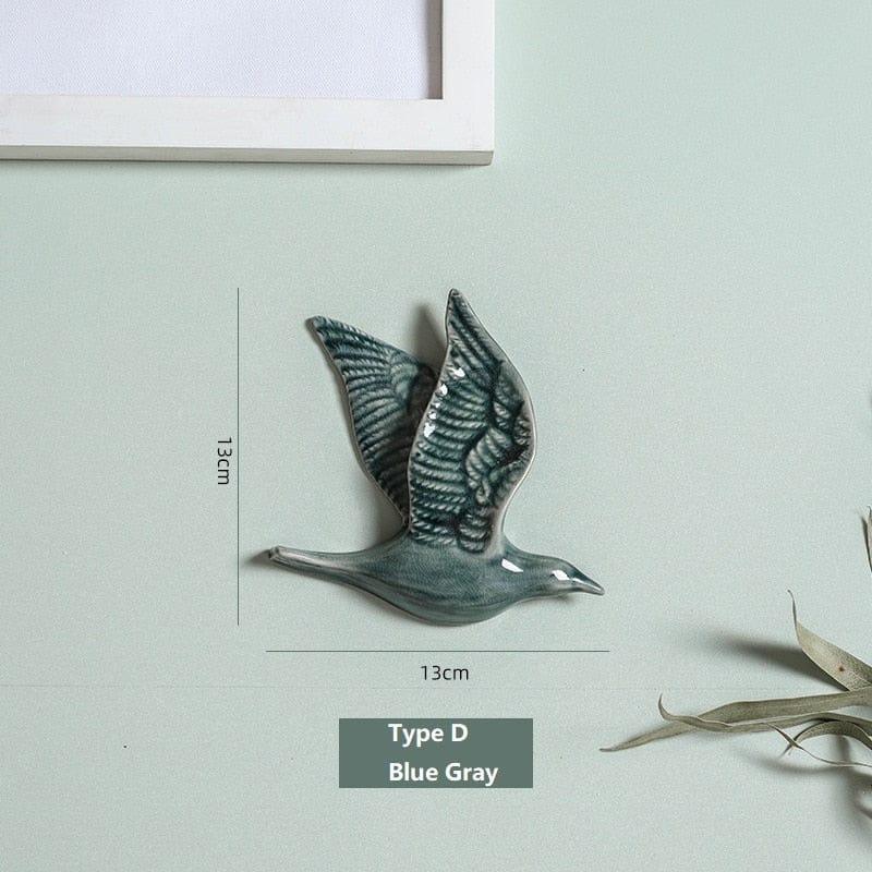 Shop 0 Type D-Blue Gray / China 3D Ceramic Birds Shape Wall Hanging Decorations Simple Home Decorations Accessories Decoracao Para Casa Wall Crafts Ornaments Mademoiselle Home Decor