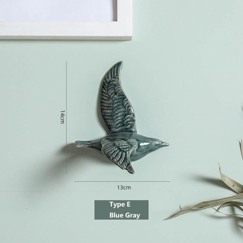Shop 0 Type E-Blue Gray / China 3D Ceramic Birds Shape Wall Hanging Decorations Simple Home Decorations Accessories Decoracao Para Casa Wall Crafts Ornaments Mademoiselle Home Decor