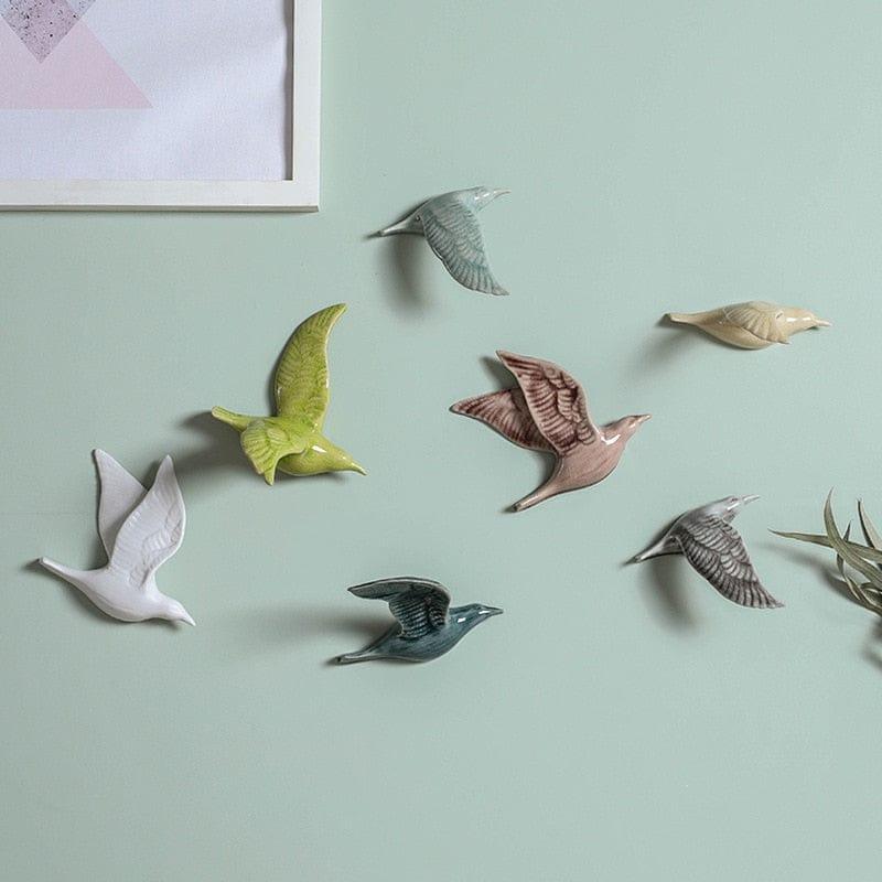 Shop 0 3D Ceramic Birds Shape Wall Hanging Decorations Simple Home Decorations Accessories Decoracao Para Casa Wall Crafts Ornaments Mademoiselle Home Decor