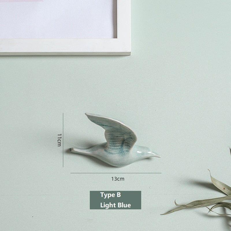 Shop 0 Type B-Light Blue / China 3D Ceramic Birds Shape Wall Hanging Decorations Simple Home Decorations Accessories Decoracao Para Casa Wall Crafts Ornaments Mademoiselle Home Decor