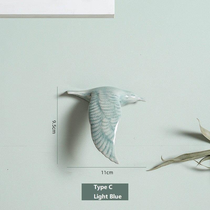 Shop 0 Type C-Light Blue / China 3D Ceramic Birds Shape Wall Hanging Decorations Simple Home Decorations Accessories Decoracao Para Casa Wall Crafts Ornaments Mademoiselle Home Decor