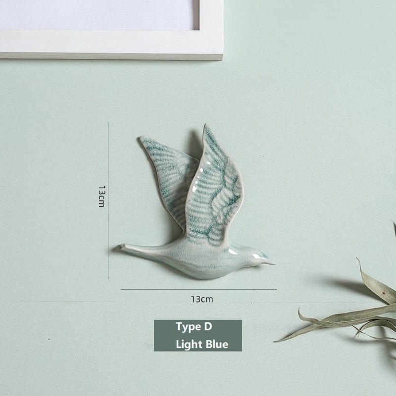 Shop 0 Type D-Light Blue / China 3D Ceramic Birds Shape Wall Hanging Decorations Simple Home Decorations Accessories Decoracao Para Casa Wall Crafts Ornaments Mademoiselle Home Decor