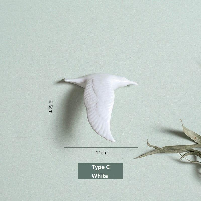 Shop 0 Type C-White / China 3D Ceramic Birds Shape Wall Hanging Decorations Simple Home Decorations Accessories Decoracao Para Casa Wall Crafts Ornaments Mademoiselle Home Decor