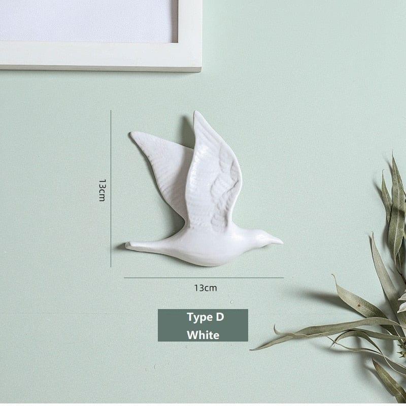 Shop 0 Type D-White / China 3D Ceramic Birds Shape Wall Hanging Decorations Simple Home Decorations Accessories Decoracao Para Casa Wall Crafts Ornaments Mademoiselle Home Decor