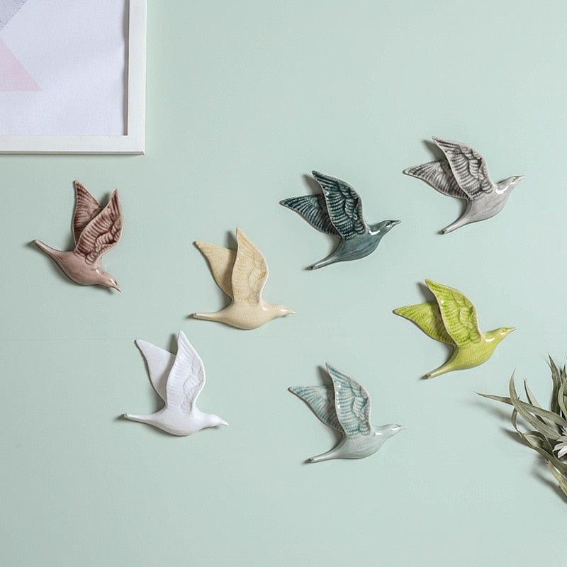Shop 0 3D Ceramic Birds Shape Wall Hanging Decorations Simple Home Decorations Accessories Decoracao Para Casa Wall Crafts Ornaments Mademoiselle Home Decor