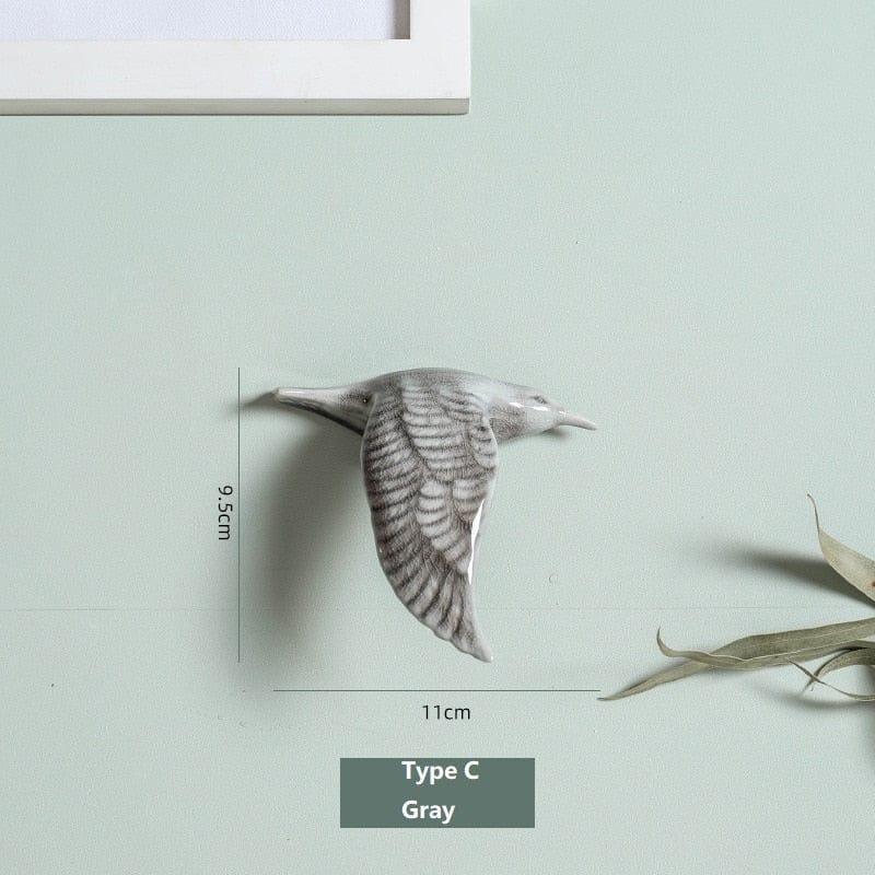 Shop 0 Type C-Gray / China 3D Ceramic Birds Shape Wall Hanging Decorations Simple Home Decorations Accessories Decoracao Para Casa Wall Crafts Ornaments Mademoiselle Home Decor