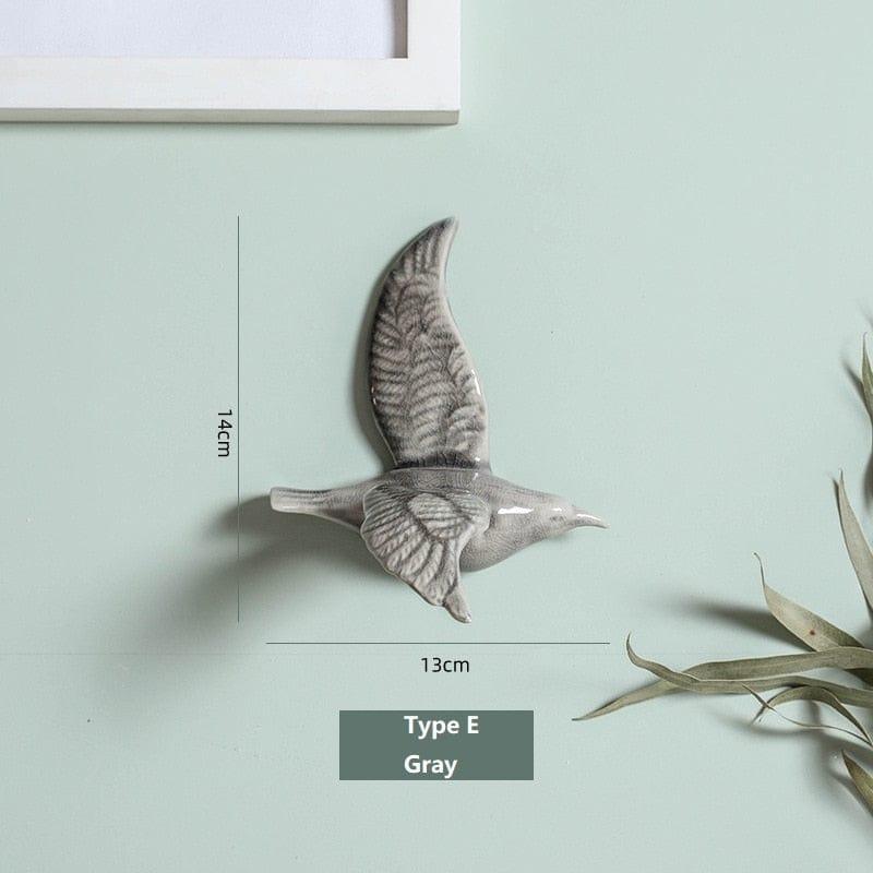 Shop 0 Type E-Gray / China 3D Ceramic Birds Shape Wall Hanging Decorations Simple Home Decorations Accessories Decoracao Para Casa Wall Crafts Ornaments Mademoiselle Home Decor