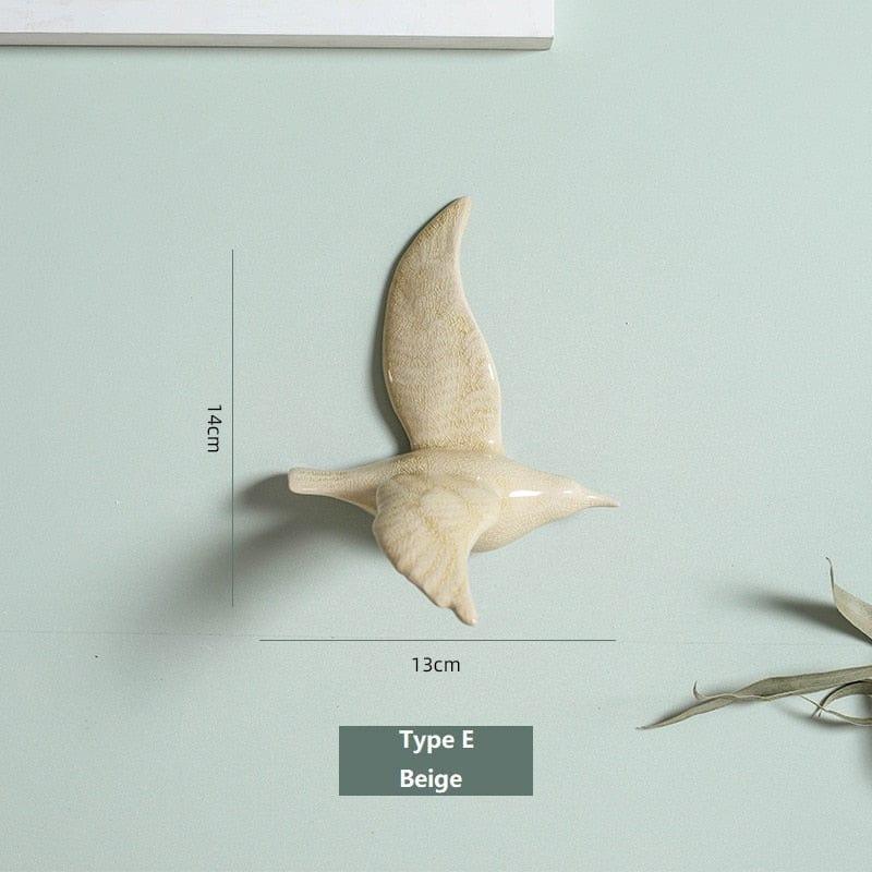 Shop 0 Type E-Beige / China 3D Ceramic Birds Shape Wall Hanging Decorations Simple Home Decorations Accessories Decoracao Para Casa Wall Crafts Ornaments Mademoiselle Home Decor