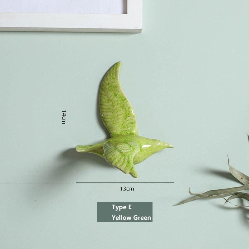 Shop 0 Type E-Yellow Green / China 3D Ceramic Birds Shape Wall Hanging Decorations Simple Home Decorations Accessories Decoracao Para Casa Wall Crafts Ornaments Mademoiselle Home Decor