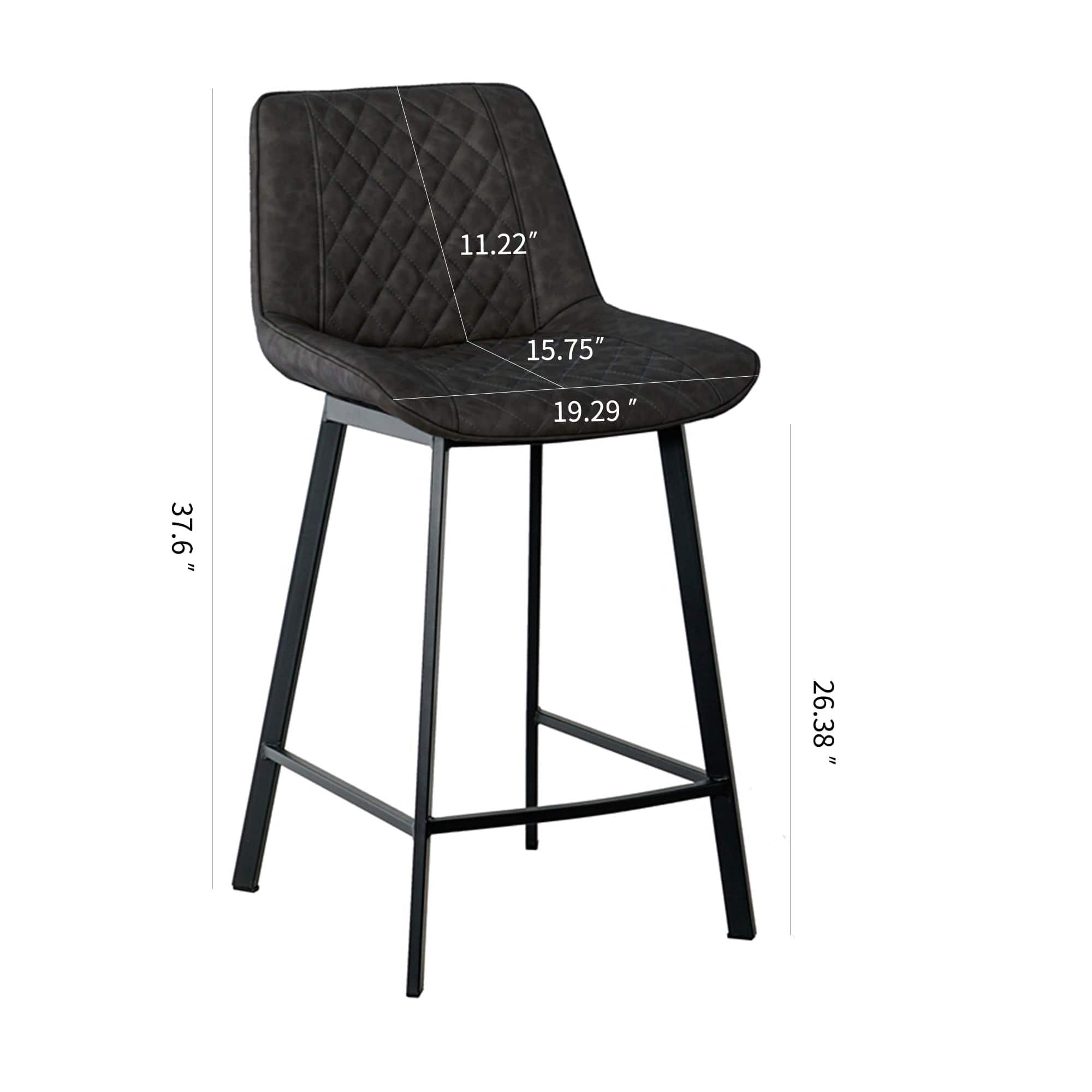 Shop High quality modern cheap high bar stool Upholstered soft dark brown pu Leather bar chair(set of 2) Mademoiselle Home Decor
