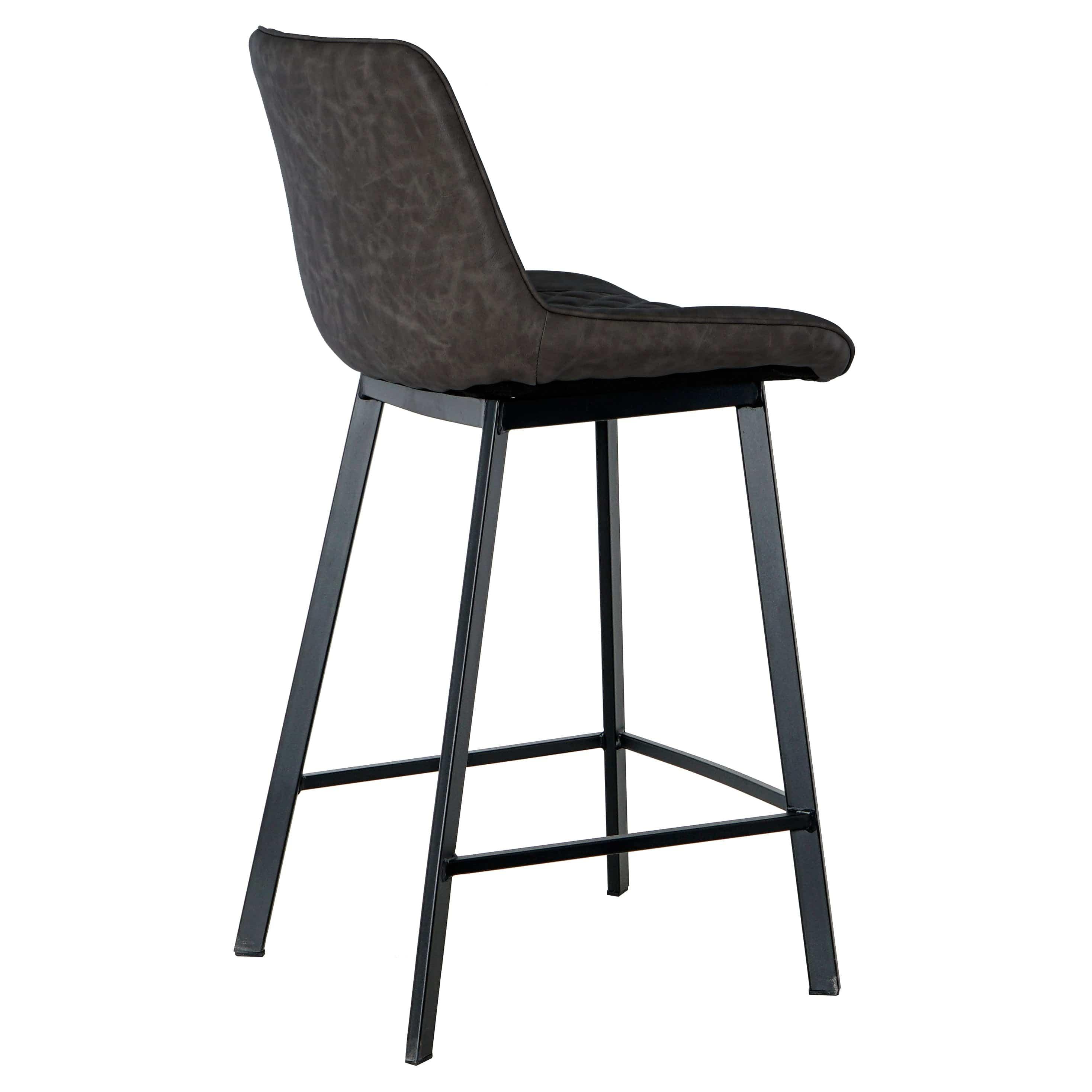 Shop High quality modern cheap high bar stool Upholstered soft dark brown pu Leather bar chair(set of 2) Mademoiselle Home Decor