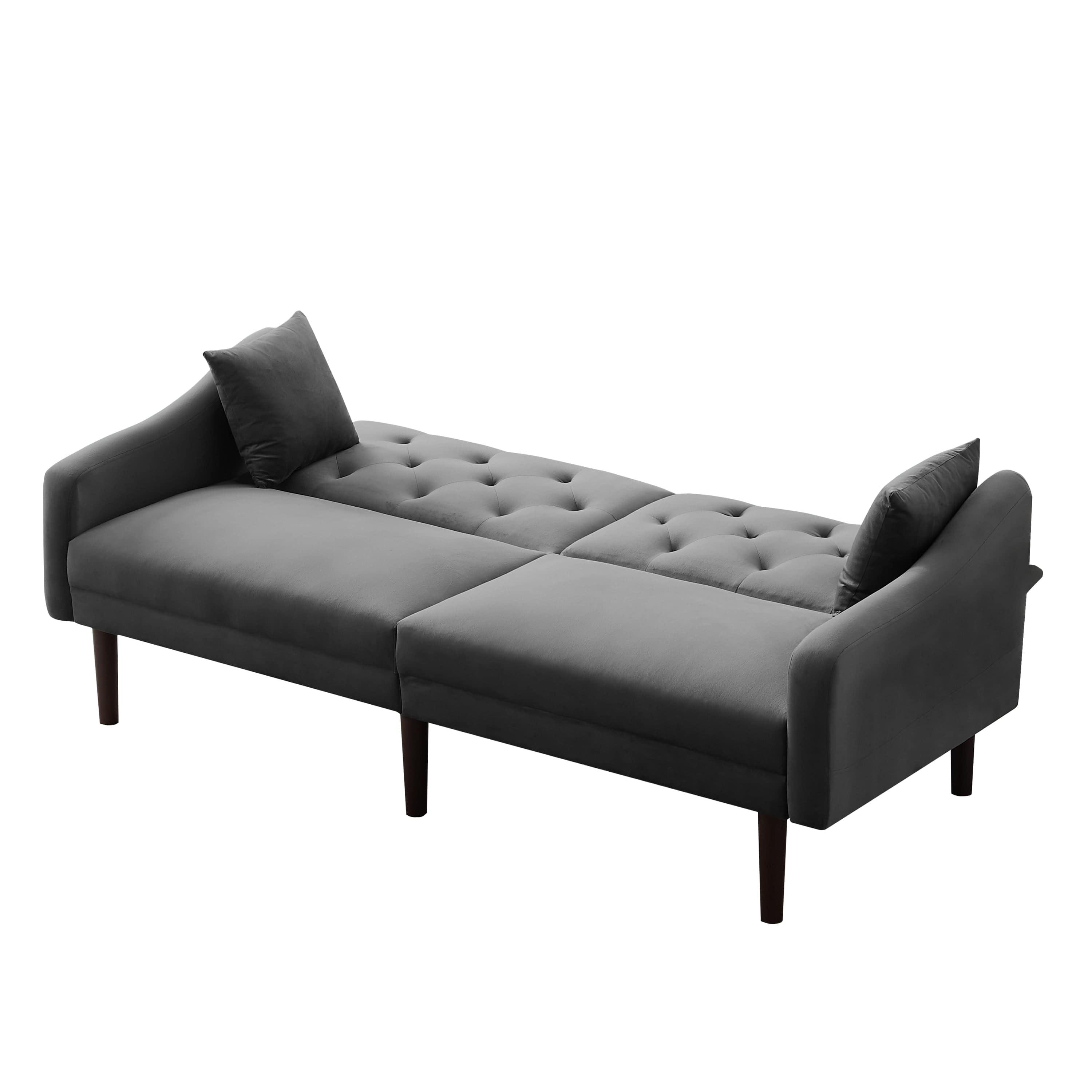 Shop FUTON SOFA SLEEPER GREY VELVET WITH 2 PILLOWS(same as W223S00382,W223S00954) ***Not available for sale on Walmart*** Mademoiselle Home Decor