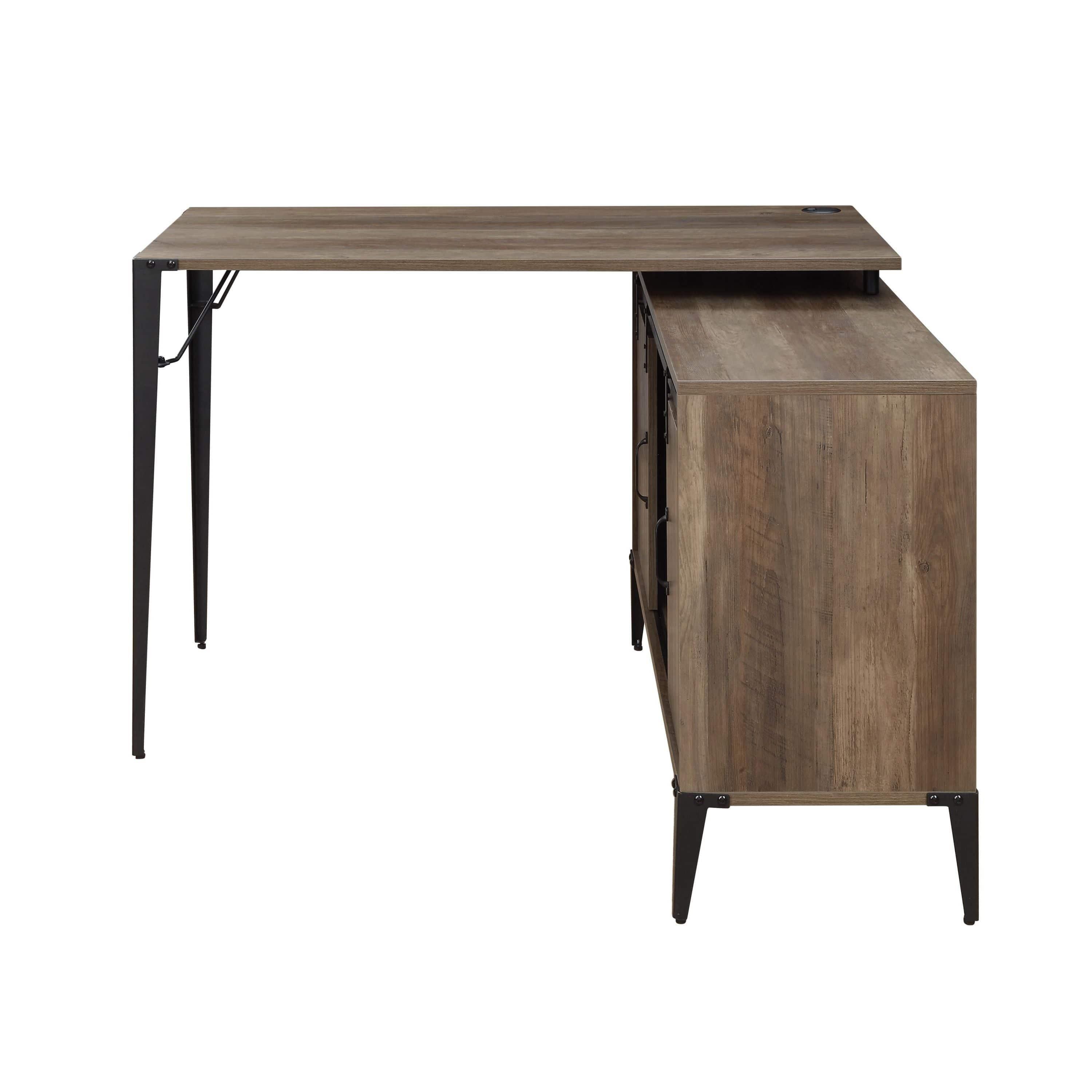 Shop ACME Zakwani Writing Desk, Rustic Oak & Black Finish OF00010 Mademoiselle Home Decor