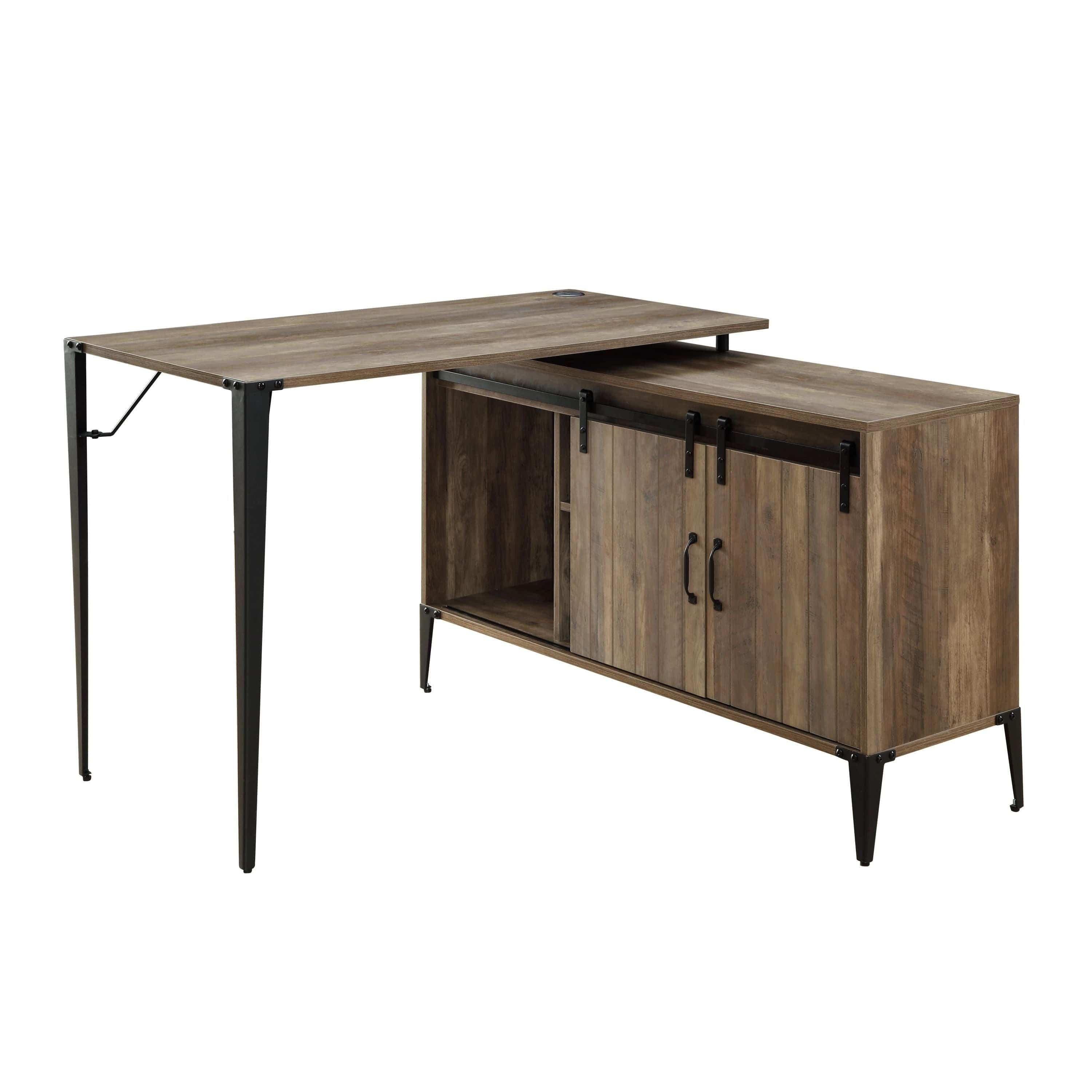 Shop ACME Zakwani Writing Desk, Rustic Oak & Black Finish OF00010 Mademoiselle Home Decor