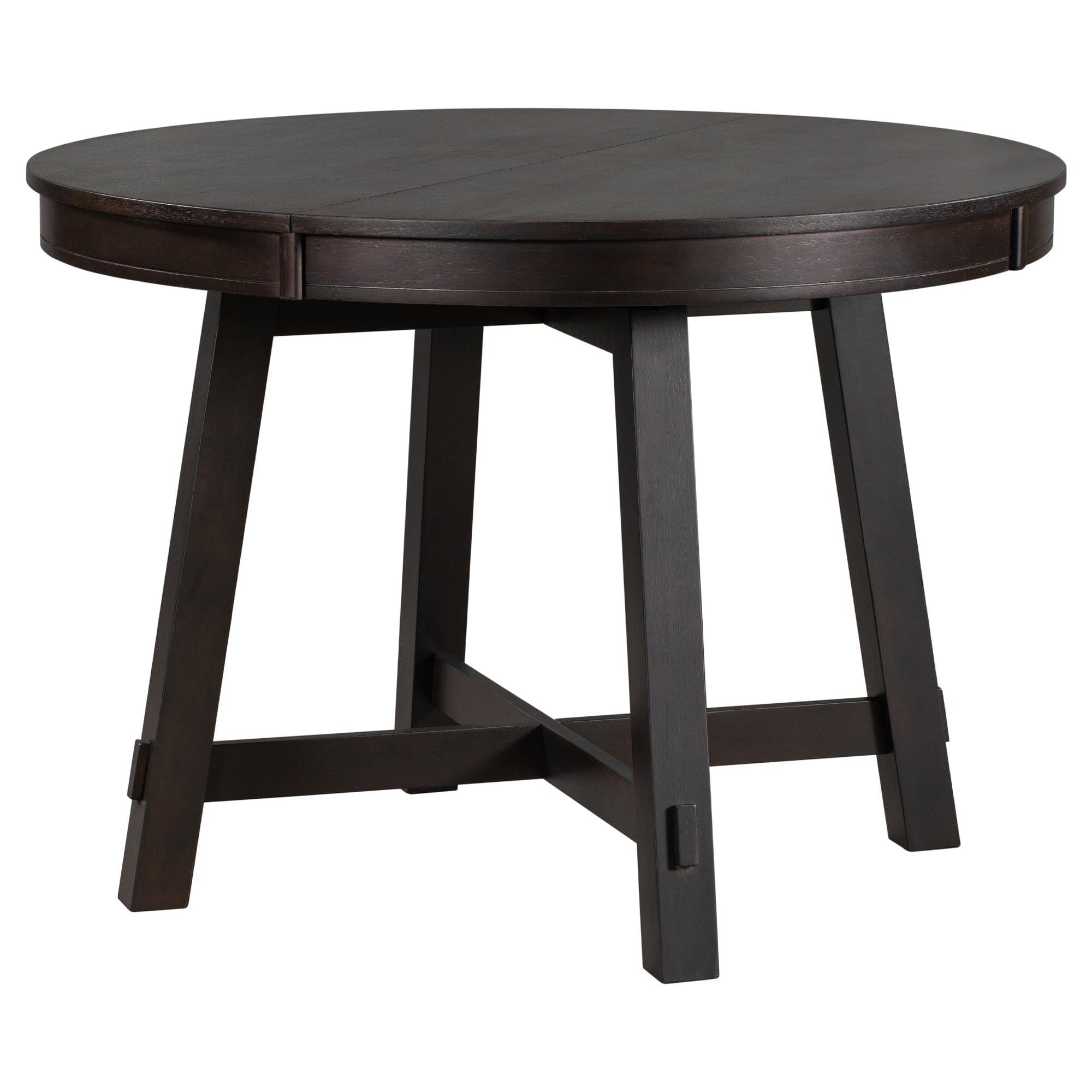 Shop TREXM Farmhouse Round Extendable Dining Table with 16" Leaf Wood Kitchen Table (Espresso) Mademoiselle Home Decor
