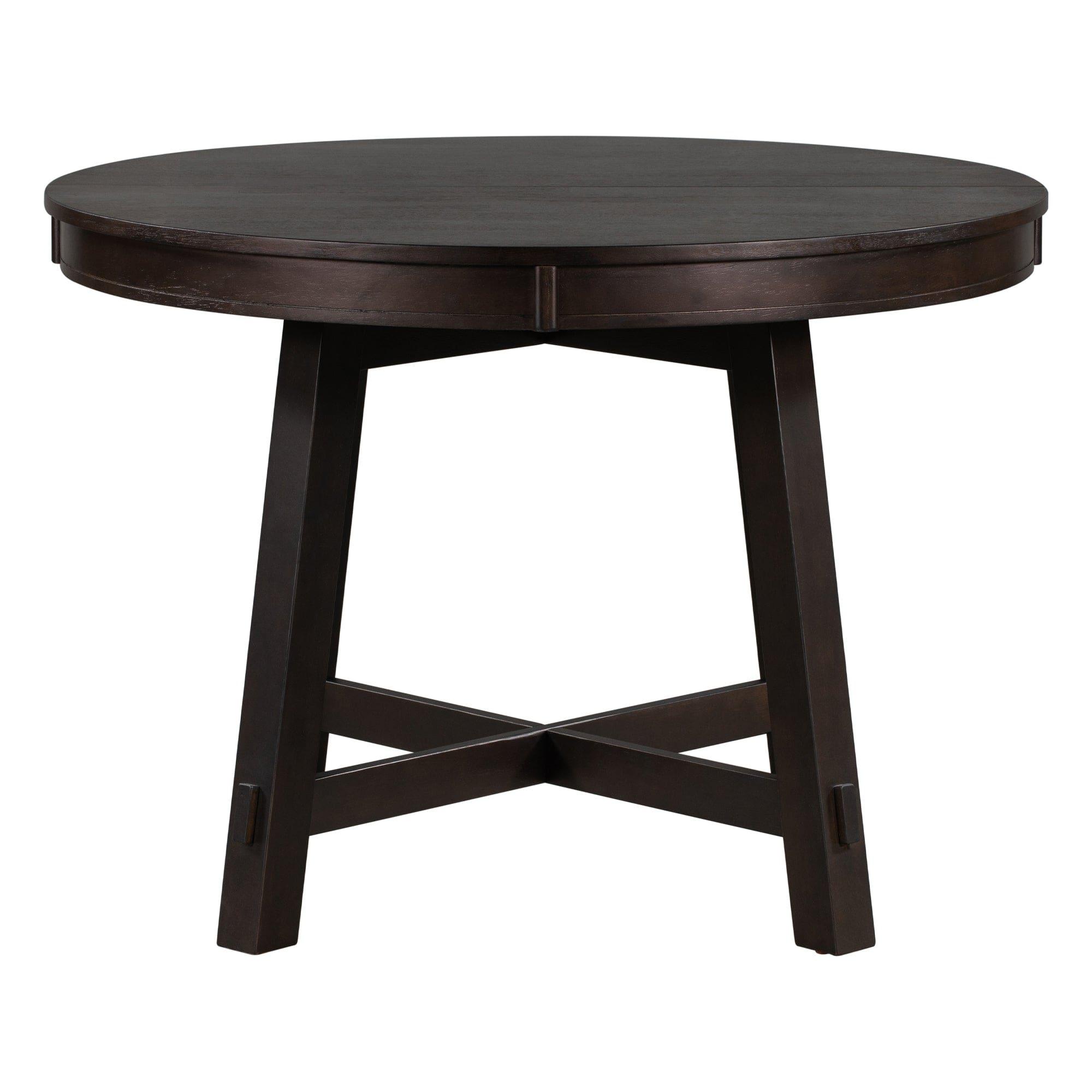 Shop TREXM Farmhouse Round Extendable Dining Table with 16" Leaf Wood Kitchen Table (Espresso) Mademoiselle Home Decor
