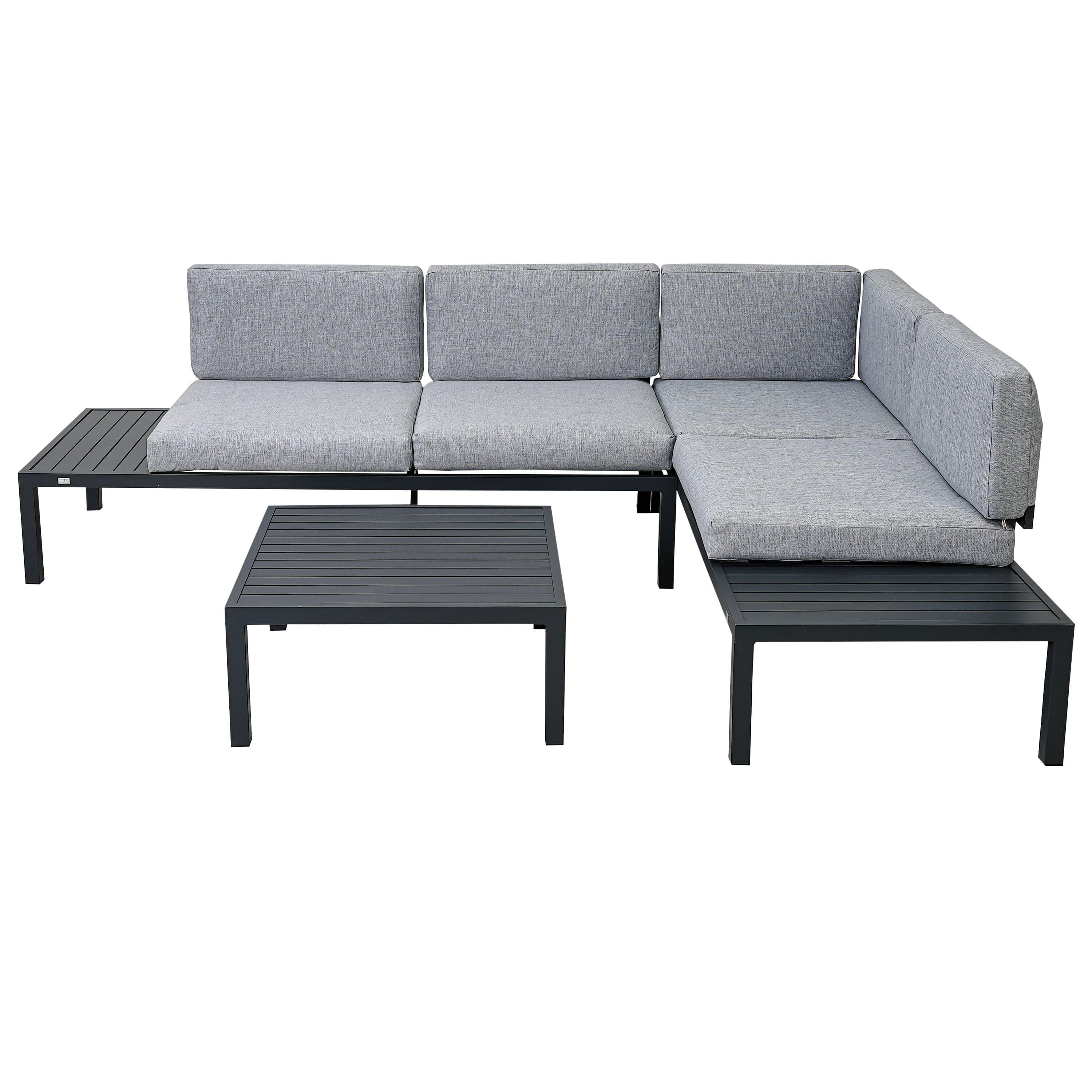 Shop TOPMAX Outdoor 3-piece Aluminum Alloy Sectional Sofa Set with End Table and Coffee Table,Black Frame+Gray Cushion Mademoiselle Home Decor