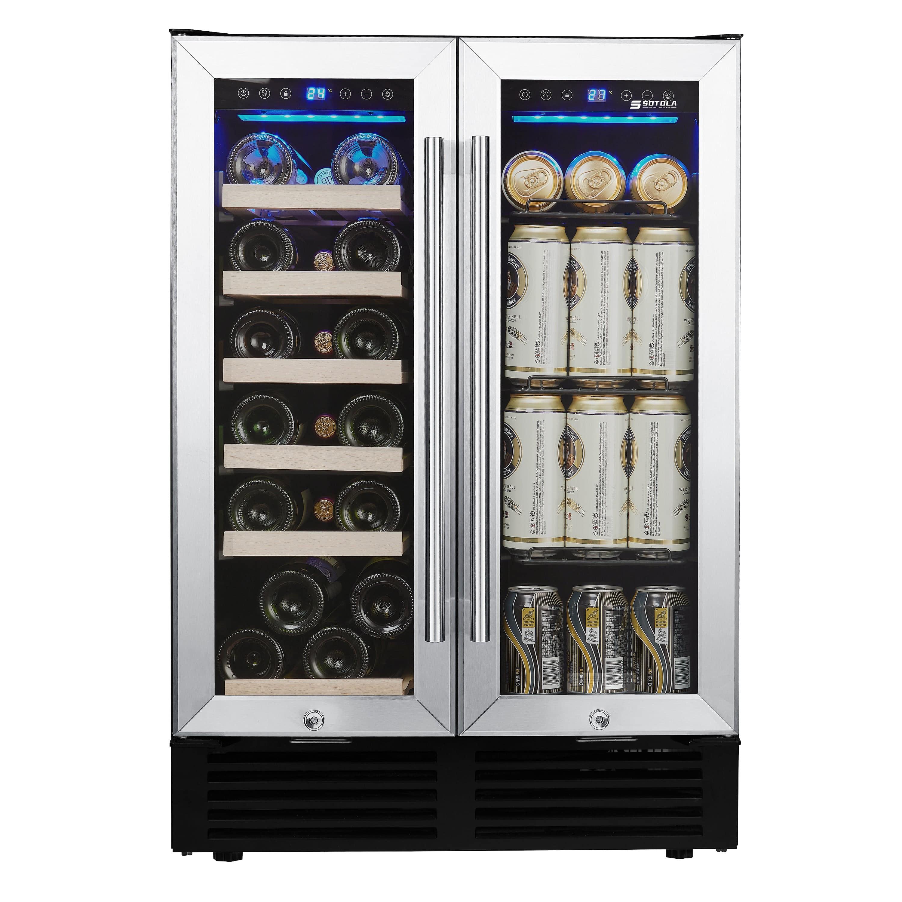 Shop SOTOLA  24'' Wine Cooler Refrigerator - Dual Zone Built-in or Freestanding Fridge with Stainless Steel Tempered Glass Door and Temperature Memory Function Mademoiselle Home Decor