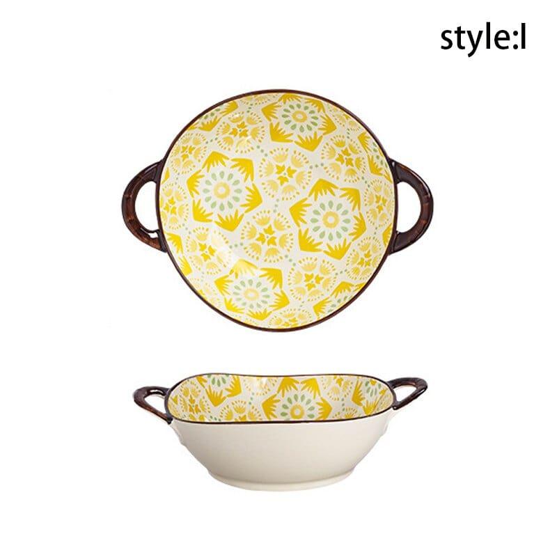 Shop 0 I 700ml Ceramic Salad Bowl With Handle Kitchen Soup Noodle Bowl Pasta Fruit Plate Japanese Tableware Microwave Oven Bakware Pan Mademoiselle Home Decor