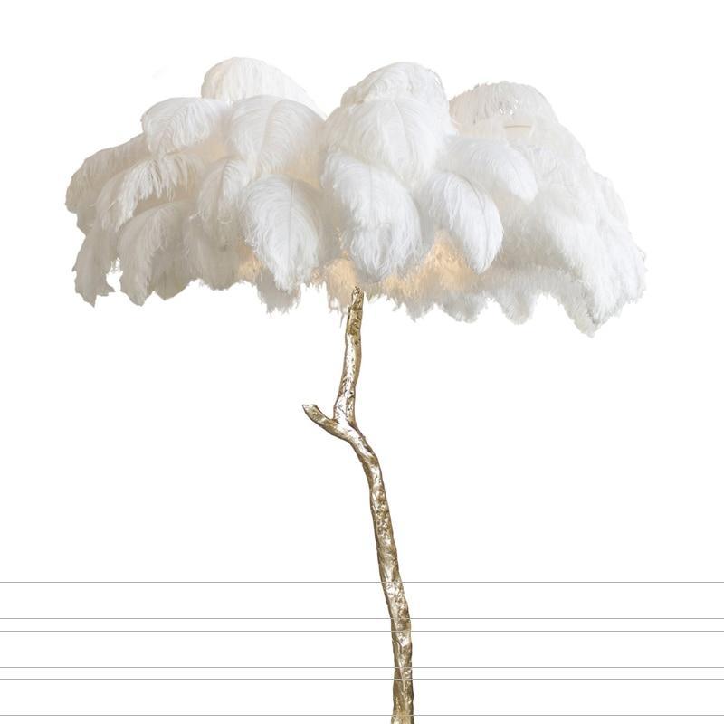 Shop 0 White / 80CM / China Modern Luxury Ostrich Feather LED Floor Lamp Gold Copper Floor Light Nordic Home Decor Floor Lamps for Living Room Standing Lamp Mademoiselle Home Decor