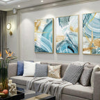 Shop 0 Modern Abstract Golden Blue Ink Line Canvas Painting Wall Art Poster and Print for Living Room Bedroom Home Picture Decoration Mademoiselle Home Decor