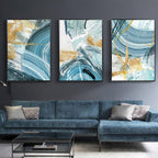 Shop 0 Modern Abstract Golden Blue Ink Line Canvas Painting Wall Art Poster and Print for Living Room Bedroom Home Picture Decoration Mademoiselle Home Decor
