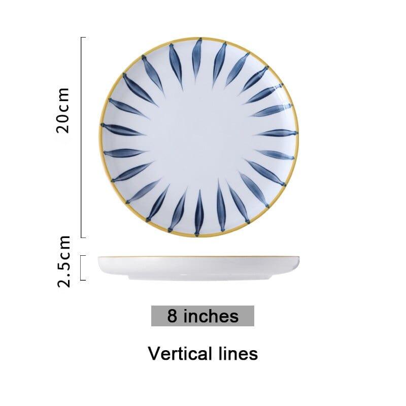 Shop 0 8 vertical lines / China Japanese ceramic plate bone china dinnerware sets sushi Fruit salad dessert plates serving trays decorative christmas plates Mademoiselle Home Decor