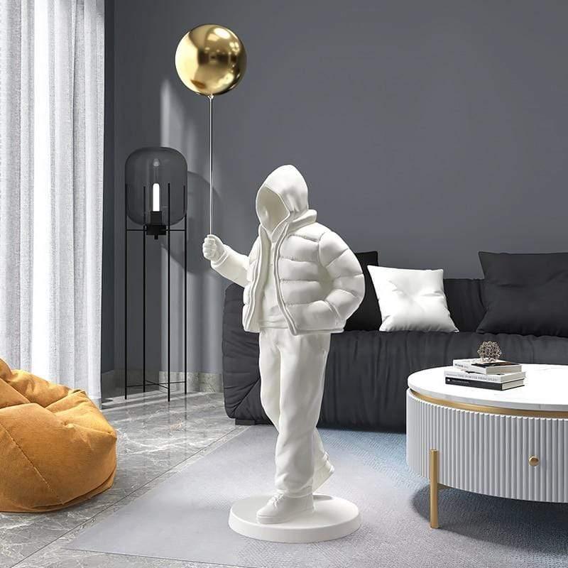 Shop 0 Nordic Style Originality Balloon Boy Floor Figure Statue Home Decoration Large Landing Living Room Decor Sculpture Figurine Mademoiselle Home Decor