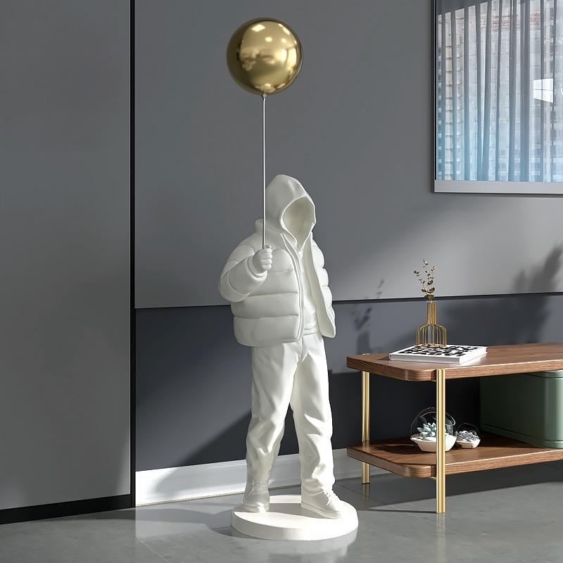 Shop 0 Nordic Style Originality Balloon Boy Floor Figure Statue Home Decoration Large Landing Living Room Decor Sculpture Figurine Mademoiselle Home Decor