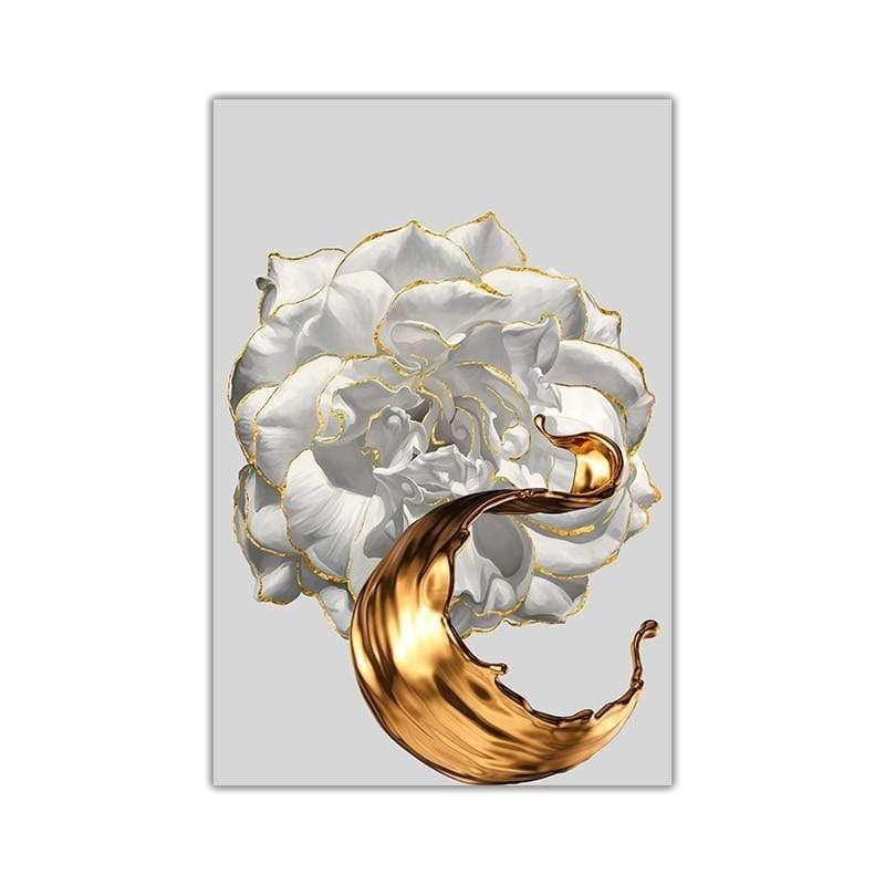Shop 0 13x18cm No Frame / OT496-3 White Rose Flower Golden Ink Splash Abstract Poster Nordic Art Plant Canvas Painting Modern Wall Picture for Living Room Decor Mademoiselle Home Decor